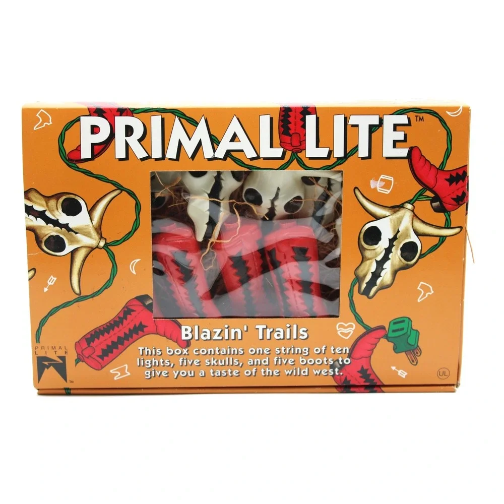 VTG 1993 Blow Mold Blazin' Trails Cowboy String Lights NEW Primal Lite 10 Lights